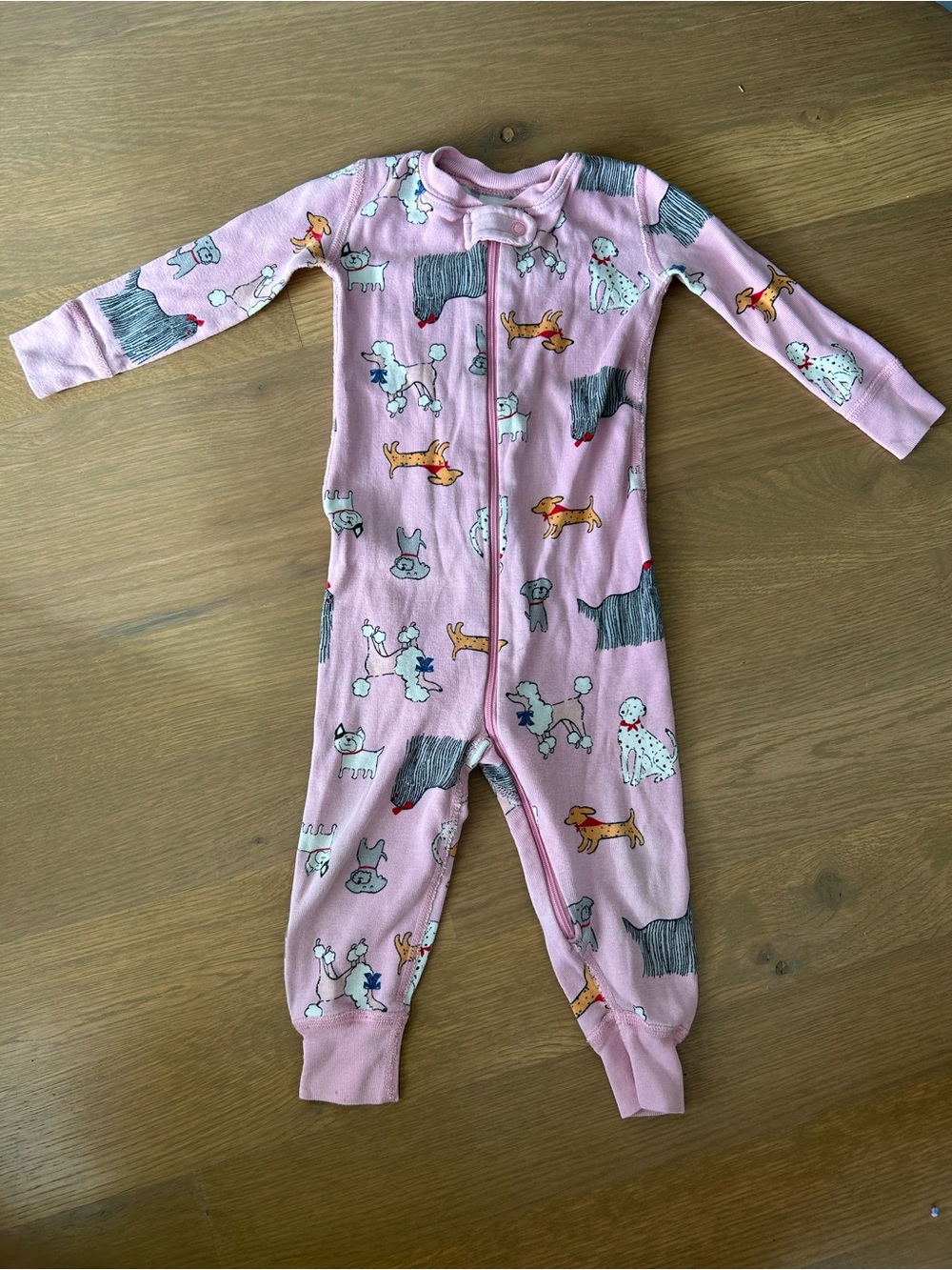 Hanna Andersson Pink Dog-Print Footie One-Piece